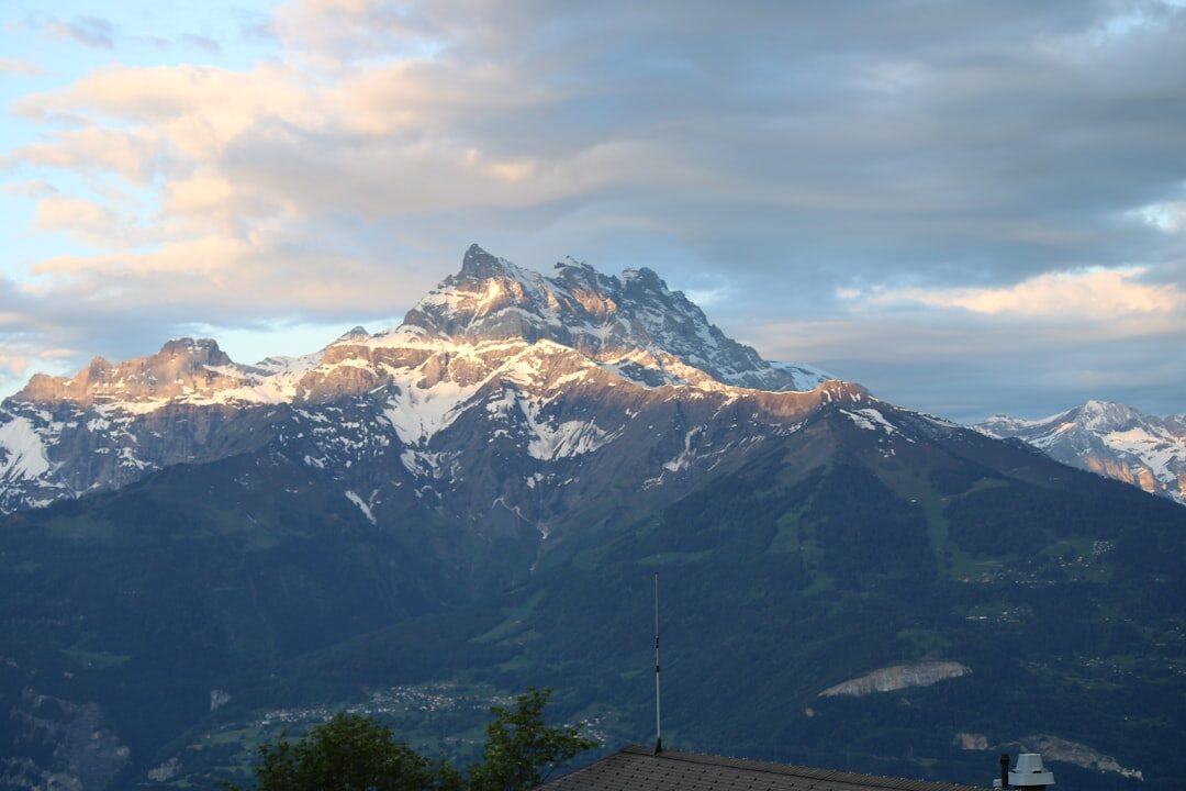 swiss alps at dusk