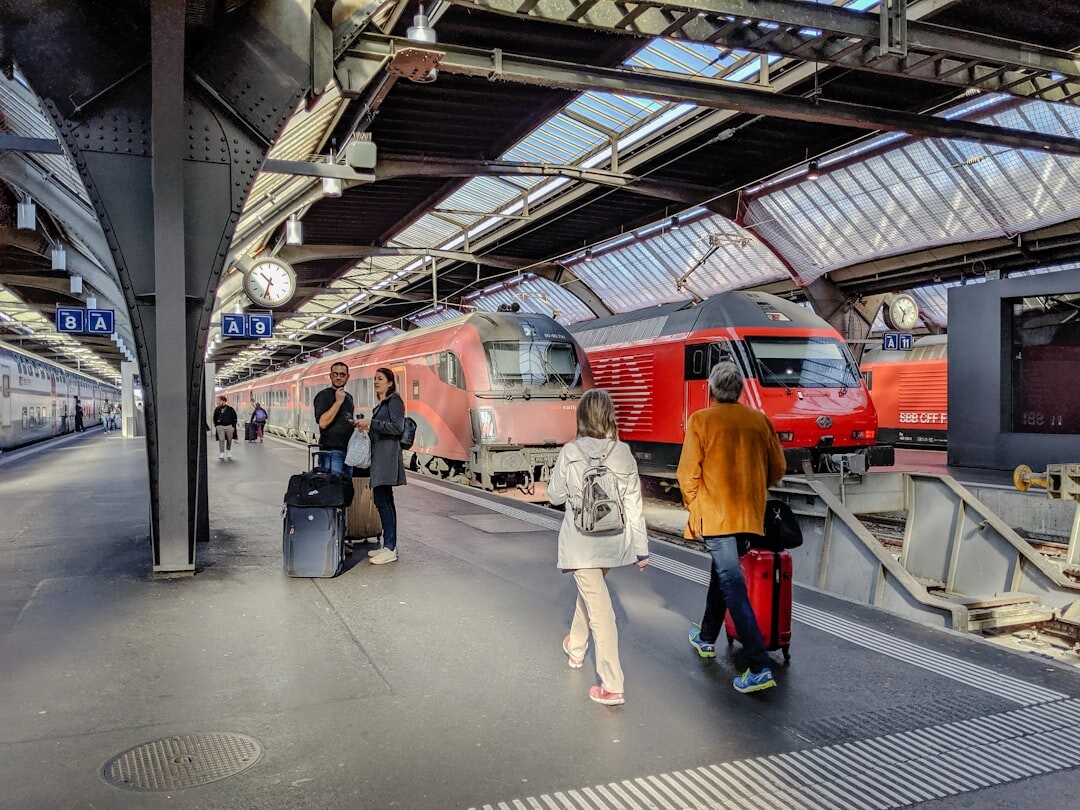 Passengers waiting on a Swiss train platform