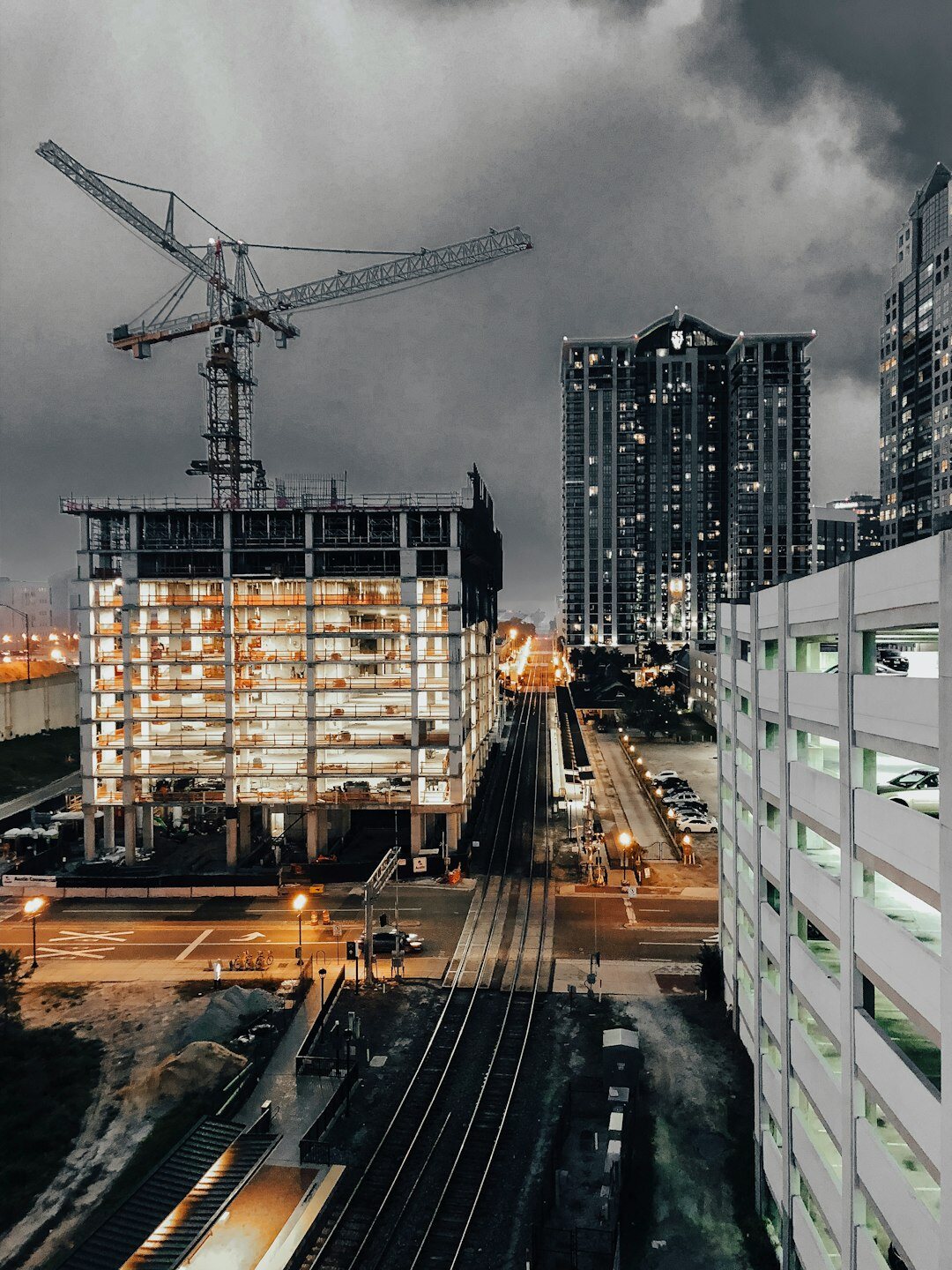 Public infrastructure construction site with crane