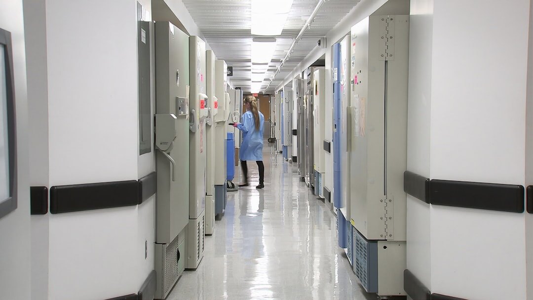 Empty corridor inside a Swiss hospital